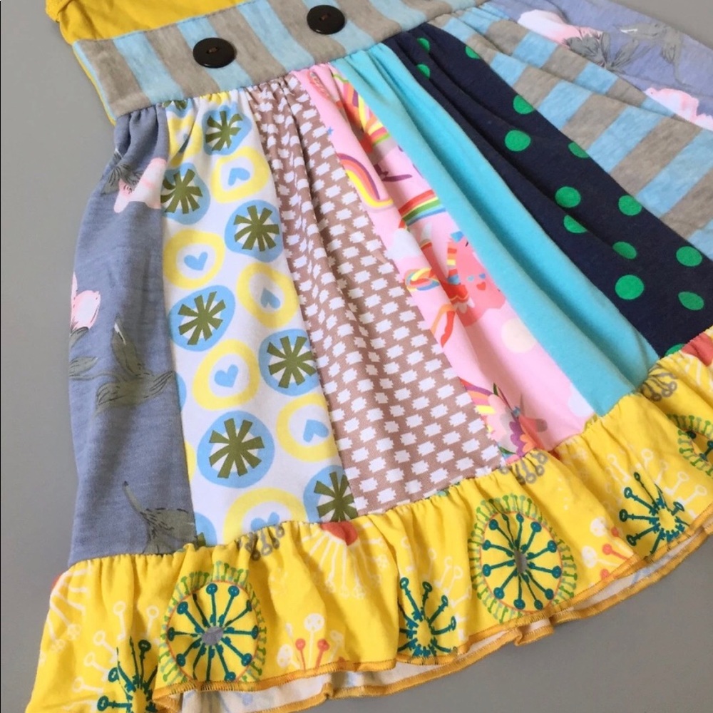 NWT Lemon Pop & Blue Patchwork Dress - Picture 4 of 5